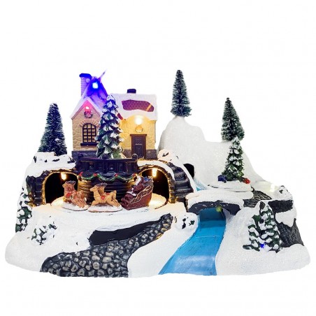 243011 Carrousel de Noël -traîneau avec lumières, sons et mouvements 24x16x17 cm