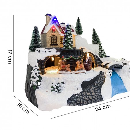 243011 Carrousel de Noël -traîneau avec lumières, sons et mouvements 24x16x17 cm