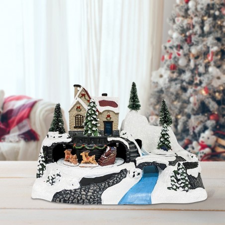 243011 Carrousel de Noël -traîneau avec lumières, sons et mouvements 24x16x17 cm