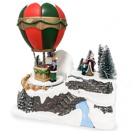 361014 Carrousel de Noël Montgolfière Carousel Lumières Sons 18x12x20cm