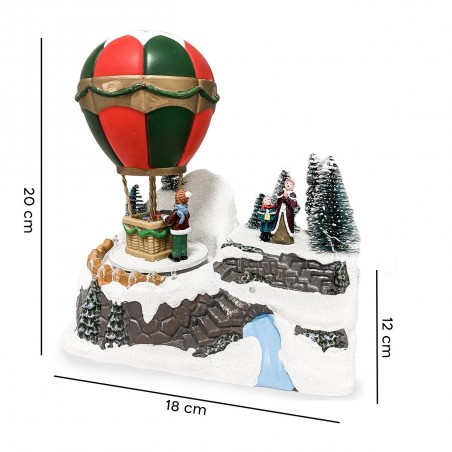 361014 Carrousel de Noël Montgolfière Carousel Lumières Sons 18x12x20cm