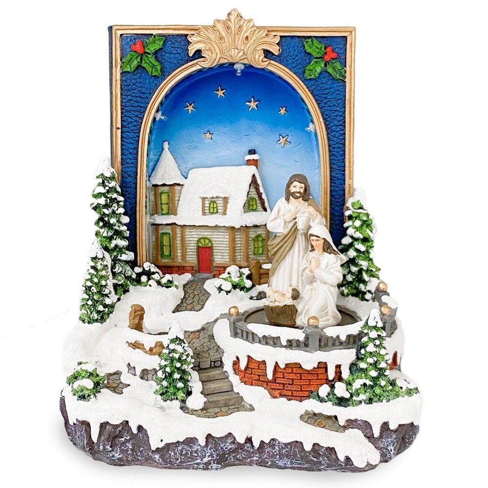 361020 Livre Bethlehem Village de Noël Lumières Sons et Mouvements 19x15x21 cm