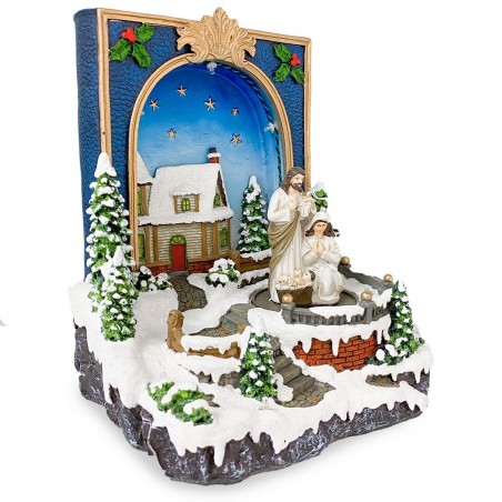 361020 Livre Bethlehem Village de Noël Lumières Sons et Mouvements 19x15x21 cm