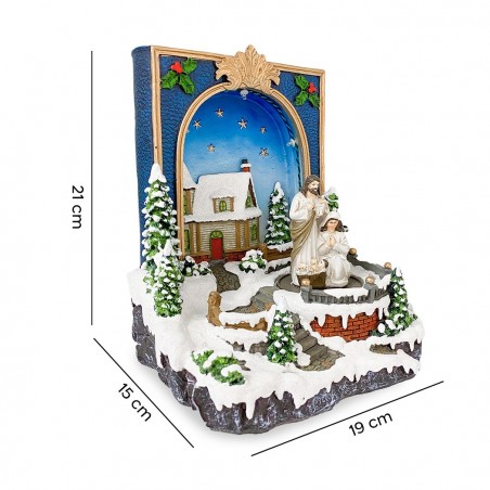361020 Livre Bethlehem Village de Noël Lumières Sons et Mouvements 19x15x21 cm