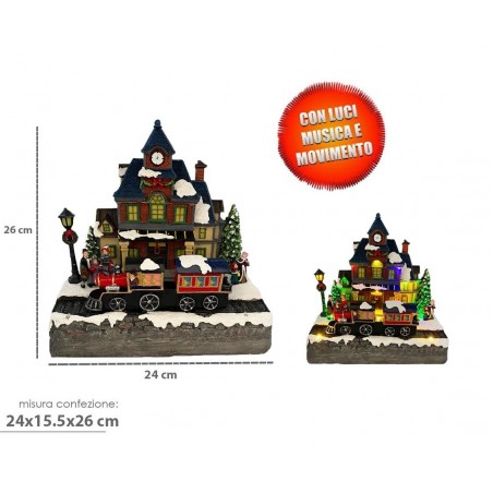 361026 Station carrousel de Noël Lumières, sons et mouvements 24x15x26 cm