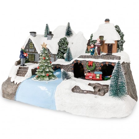 361032 Manège de Noël - décor de Noël enneigé, lumières, sons et mouvements