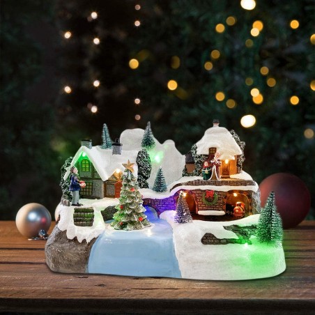 361032 Manège de Noël - décor de Noël enneigé, lumières, sons et mouvements