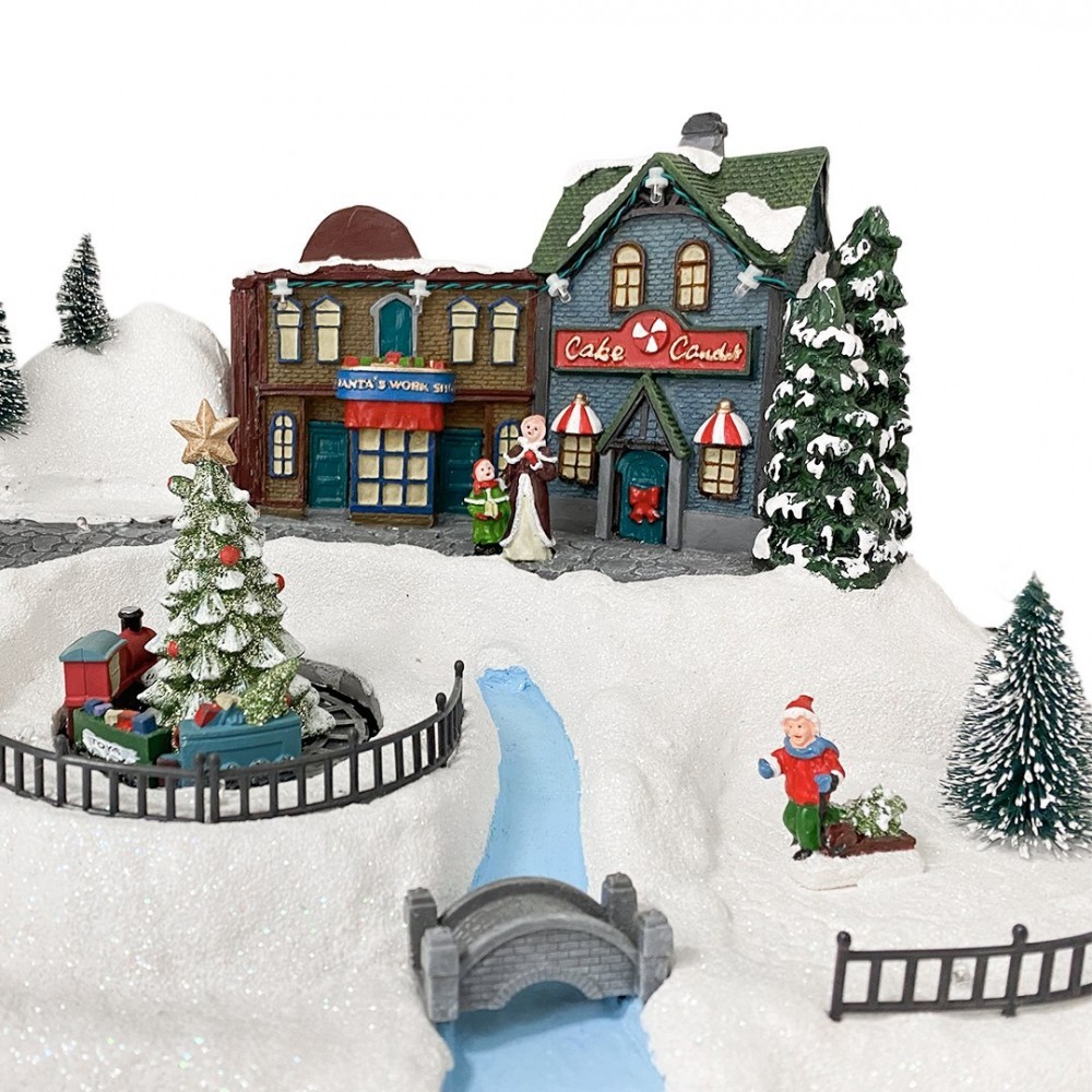361039 Carousel Christmas Village Snow, Lights,...