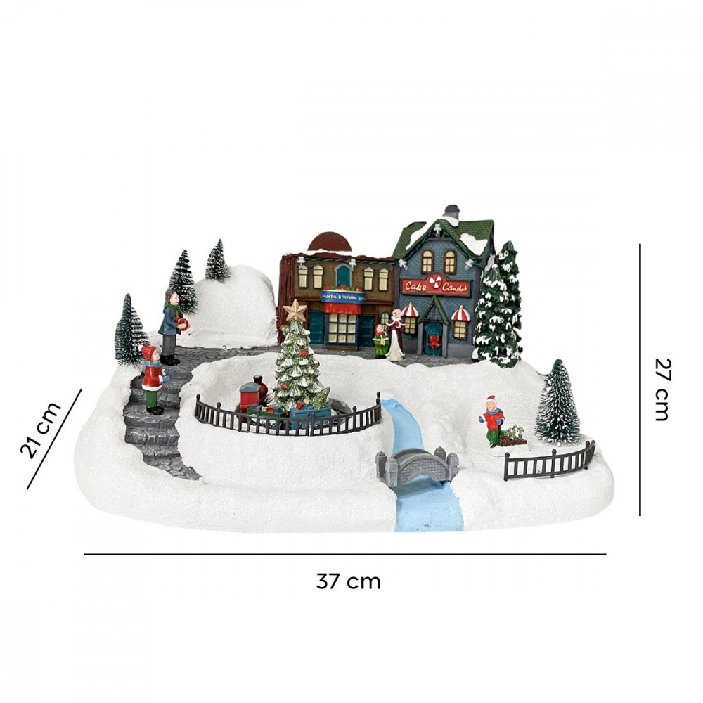 361039 Carousel Christmas Village Snow, Lights,...