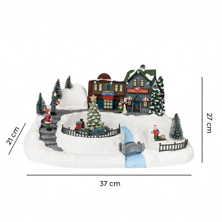 361039 Carousel Christmas Village Snow, Lights, Sounds and Movement 37x21x27