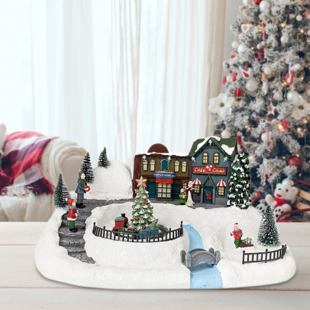 361039 Carousel Christmas Village Snow, Lights, Sounds and Movement 37x21x27