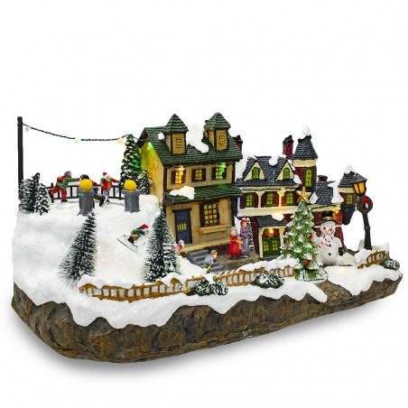 361015 Carrousel de Noël enneigé Lumières, sons et mouvements 37x16x18 CM