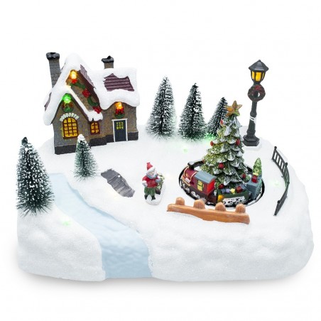 361041 Carrousel paysage de Noël Lumières de Noël Sons et mouvements 20x20x16 cm
