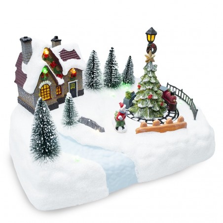 361041 Carrousel paysage de Noël Lumières de Noël Sons et mouvements 20x20x16 cm