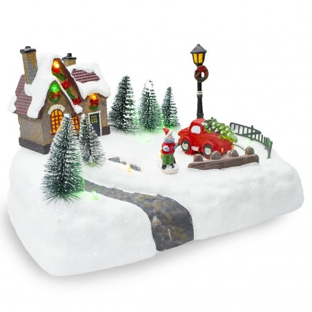 361042 Carrousel paysage de Noël Lumières de Noël Sons et mouvements 20x20x16 cm