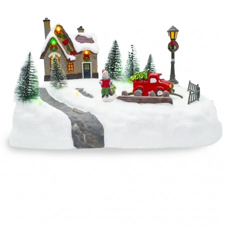 361042 Carrousel paysage de Noël Lumières de Noël Sons et mouvements 20x20x16 cm