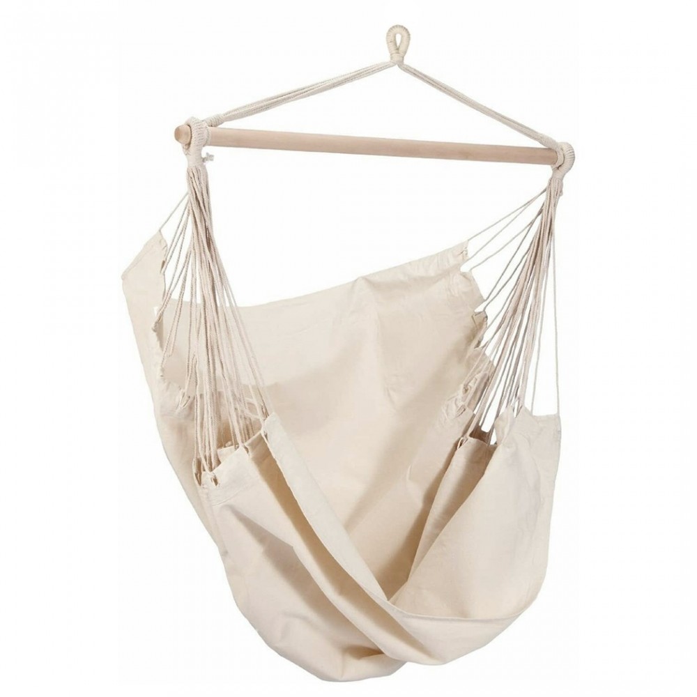 Hamac en coton suspendu CRUDO Support en bois,...