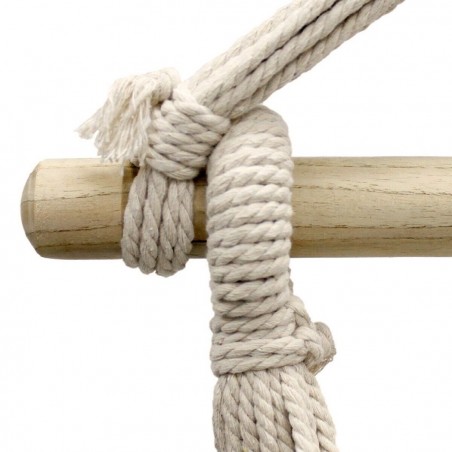 Hamac en coton suspendu CRUDO Support en bois, Chaise à bascule de jardin