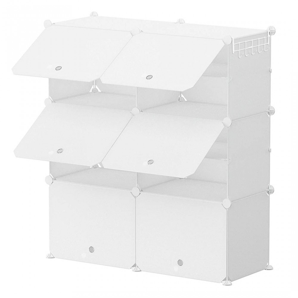 Armoire de rangement à étagères modulaires en PVC blanc