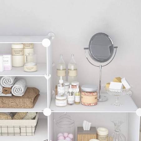 Armoire de rangement à étagères modulaires en PVC blanc