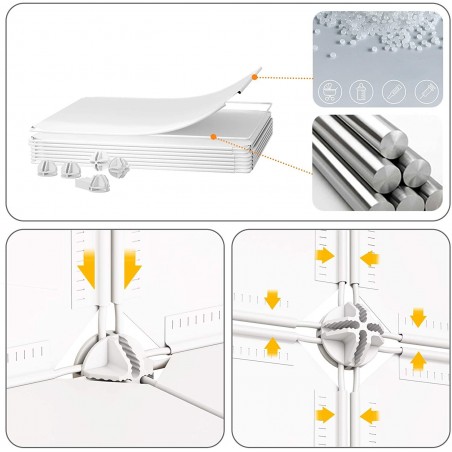 Armoire de rangement à étagères modulaires en PVC blanc