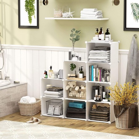 Armoire de rangement à étagères modulaires en PVC blanc