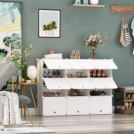 Armoire de rangement à étagères modulaires en PVC blanc