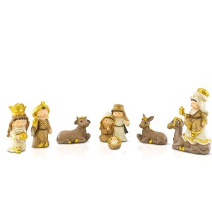 248122 Scène de Nativité 7 pcs Figurines avec 9 personnages Décorations de Noël