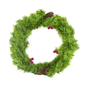 245008 Couronne de porte ronde avec baies et pommes de pin décorations de Noël