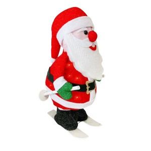 401001 Père Noël avec lumières de ski et mouvement Décoration de Noël 20X30X61cm