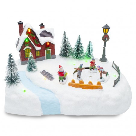 361040 Carrousel de Noël patinoire avec lumières, sons et mouvements 20x20x16 cm