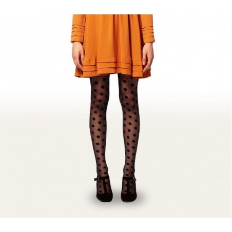 Bas - Collants fantaisie à pois 20 deniers noir Vintage- Femme 