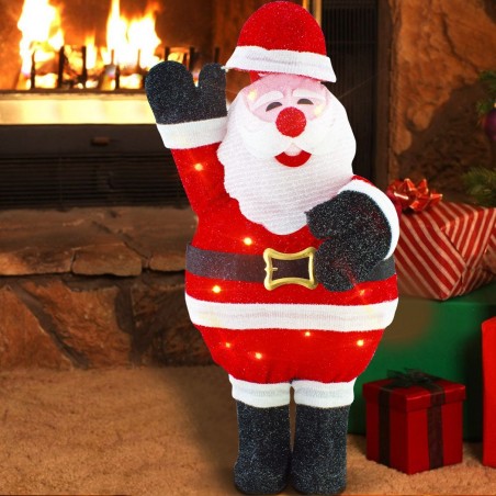 401006 Père Noël avec lumières LED et mouvement Décoration de Noël 30X20X77cm
