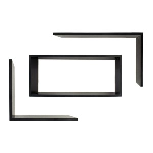 Etagère murale rectangulaire décorative en bois noir 3...