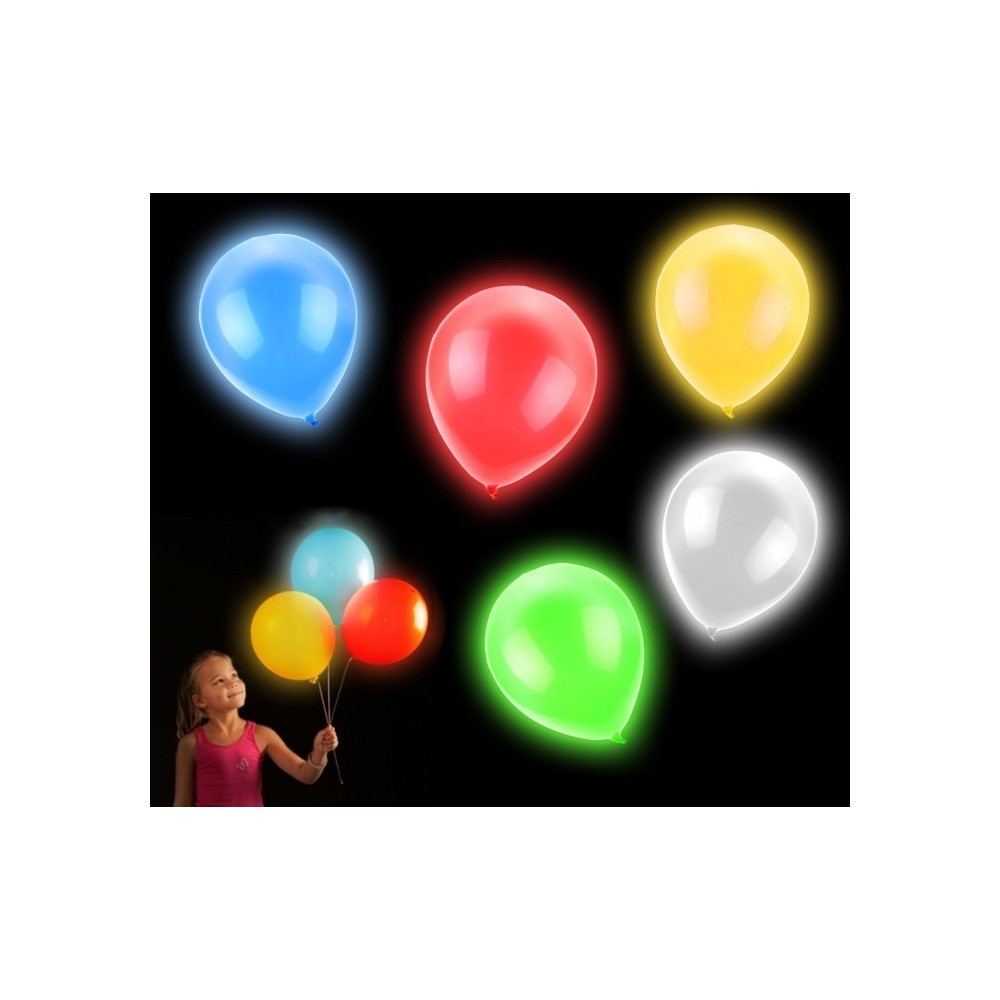 Pack 5 PCS ballons à led couleurs assorties pour des événements - illuminent vos soirées 
