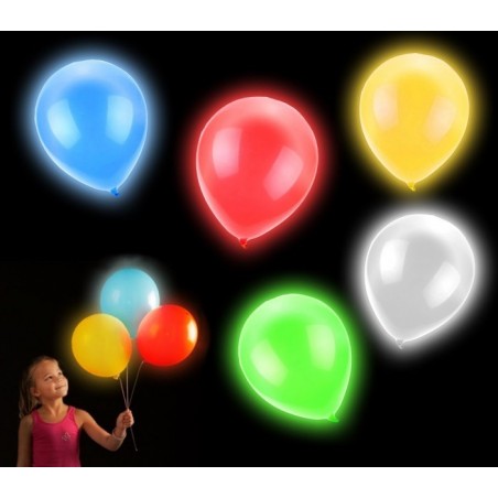 Pack 5 PCS ballons à led couleurs assorties pour des événements - illuminent vos soirées 