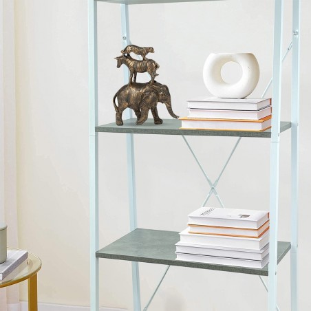 Bibliothèque industrielle étagères métal 4 étagères couleur ciment 60x33x150cm