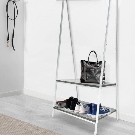 Porte-manteaux en métal avec 2 étagères pour les entrées de la maison
