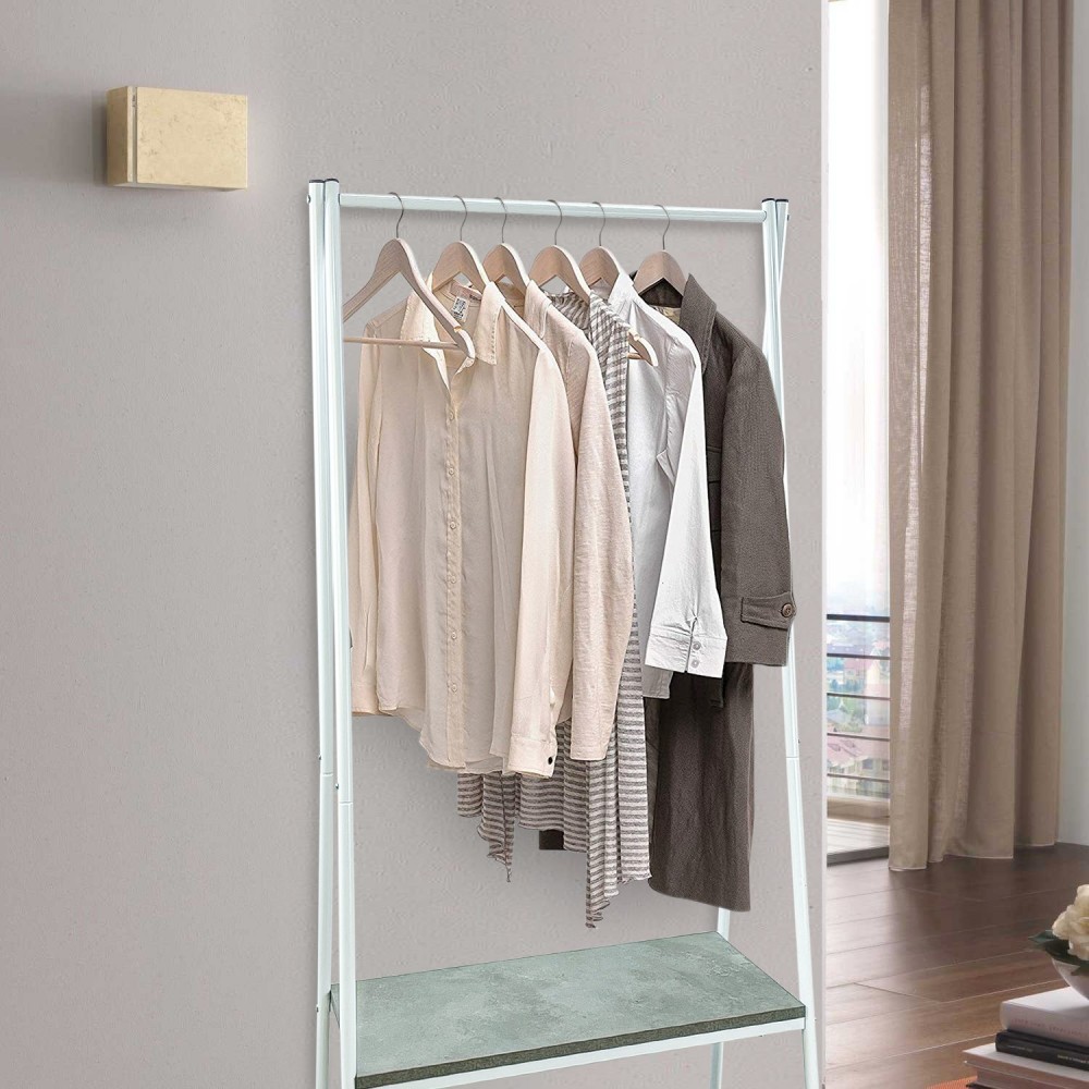 Porte-manteaux en métal avec 2 étagères pour...