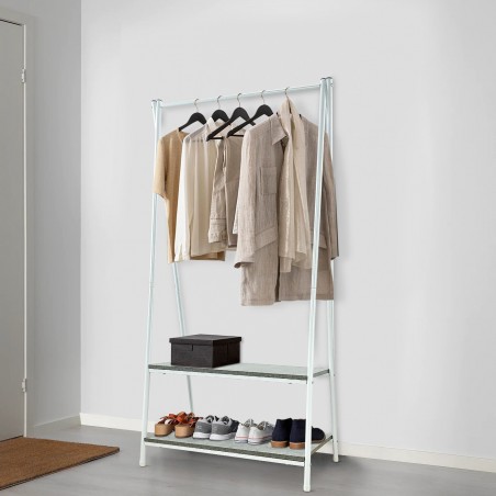 Porte-manteaux en métal avec 2 étagères pour les entrées de la maison