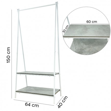 Porte-manteaux en métal avec 2 étagères pour les entrées de la maison