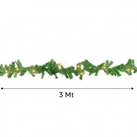 434969 Couronne de Noël 3mt Branche d'arbre 200 pointes chaudes Lumières à piles