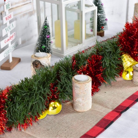 778773 Couronne de Noël tressée 280cm avec cloches, boules rouges et dorées