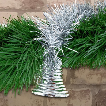 778797 Couronne de Noël tressée 260cm avec cloches et boules couleur argent