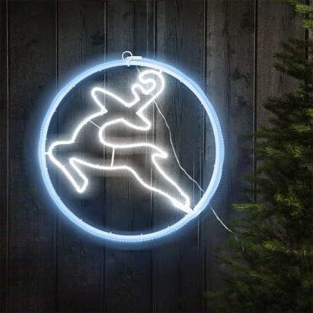 Applique lumineuse renne néon 60x60cm lumière froide 480 LED décorations de Noël