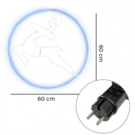 Applique lumineuse renne néon 60x60cm lumière froide 480 LED décorations de Noël