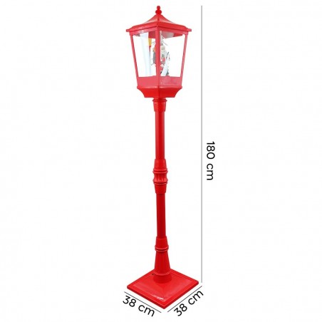 364001 Lanterne de Noël rouge H180 Cm Décoration avec musique et mini lumières