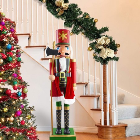 392049 Casse-Noisette Soldat pour décoration Noël 80H Rouge et vert avec hache