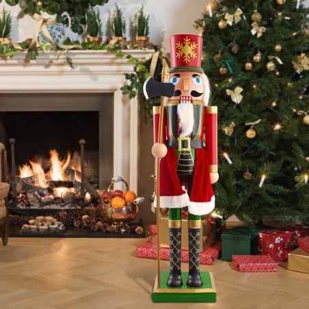 392049 Casse-Noisette Soldat pour décoration Noël 80H Rouge et vert avec hache