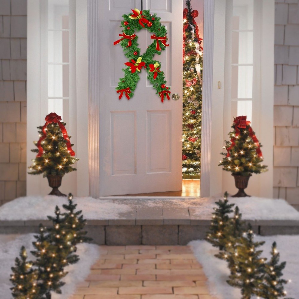 326608 Couronne de Noël pour porte avec nœuds...